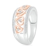 Thumbnail Image 2 of 1/6 CT. T.W. Diamond Alternating Heart Frame Promise Ring in Sterling Silver and 14K Rose Gold Plate