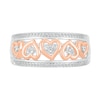 Thumbnail Image 3 of 1/6 CT. T.W. Diamond Alternating Heart Frame Promise Ring in Sterling Silver and 14K Rose Gold Plate
