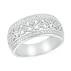 Thumbnail Image 1 of 1/10 CT. T.W. Diamond Alternating Heart Scroll Band in Sterling Silver