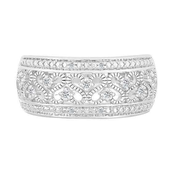 1/10 CT. T.w. Diamond Alternating Heart Scroll Band in Sterling Silver