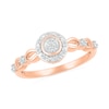 Thumbnail Image 0 of 1/10 CT. T.W. Multi-Diamond Frame Alternating Circle Open Split Shank Promise Ring in 10K Rose Gold