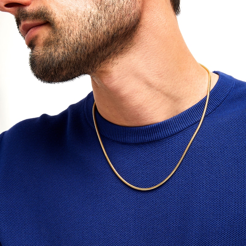 Men's 2.4mm Diamond-Cut Snake Chain Necklace in Solid 10K Gold - 20"