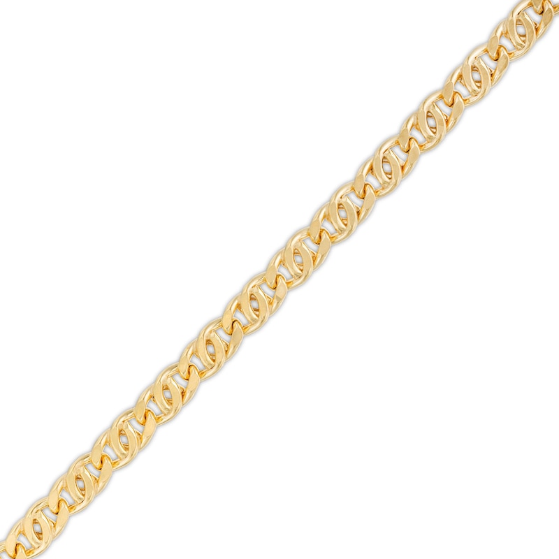 Main Image 1 of Men's 5.0mm Diamond-Cut Curb Chain Anklet in Hollow 10K Gold - 9.5"