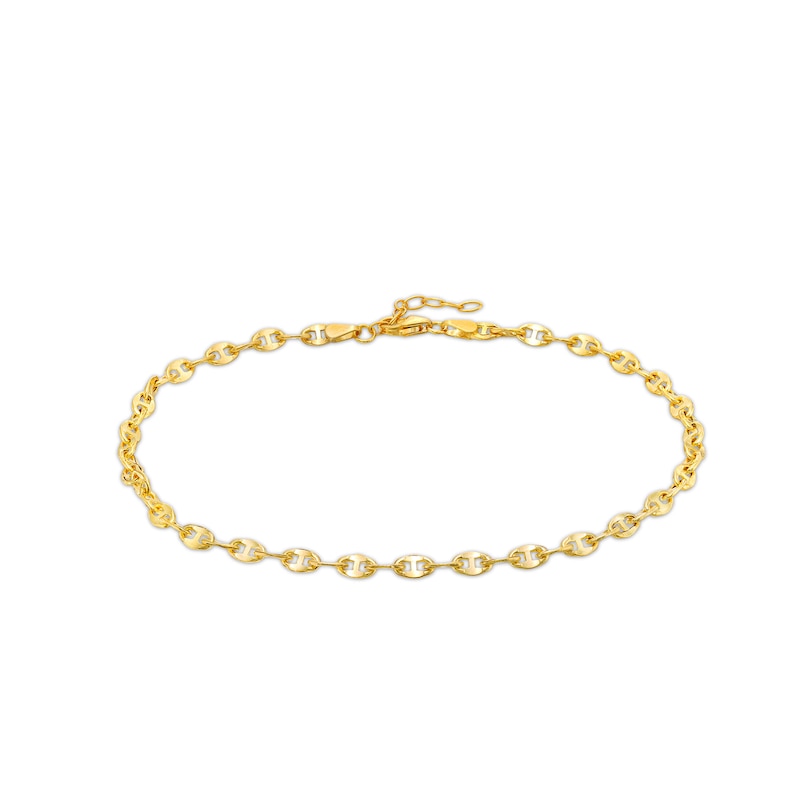 Main Image 1 of 3.3mm Mariner Chain Anklet in Hollow 14K Gold - 10"