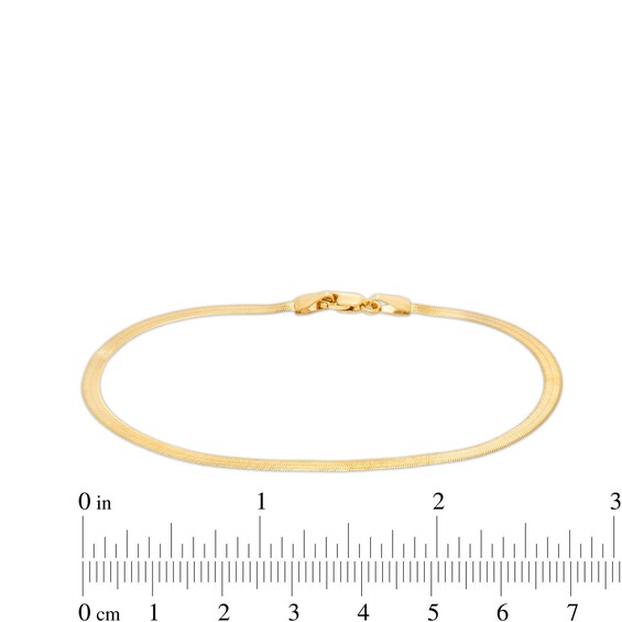 3.0mm Herringbone Chain Bracelet in Solid 14K Gold - 7.5"