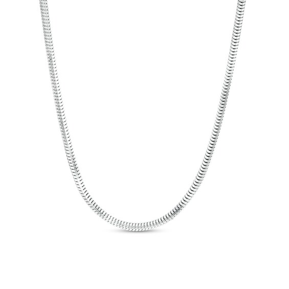 Men's 2.4mm Diamond-Cut Snake Chain Necklace in Solid 10K White Gold - 20"
