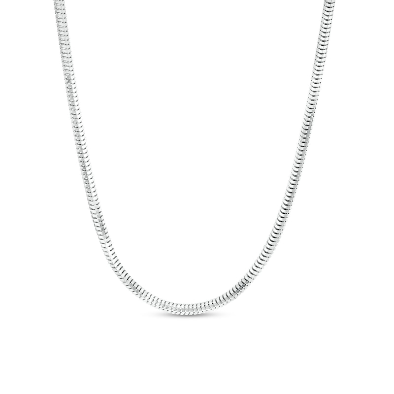 Main Image 1 of Men's 2.4mm Diamond-Cut Snake Chain Necklace in Solid 10K White Gold - 20"