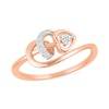 Thumbnail Image 1 of 1/10 CT. T.W. Diamond Sideways Heart Twirl Ribbon Promise Ring in 10K Rose Gold