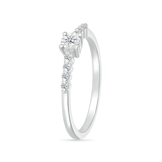 1/10 CT. T.w. Diamond Nine Stone Promise Ring in Sterling Silver