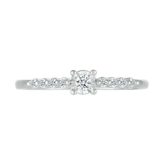 1/10 CT. T.w. Diamond Nine Stone Promise Ring in Sterling Silver