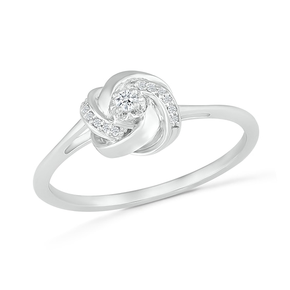 1/20 CT. T.w. Diamond Love Knot Promise Ring in Sterling Silver