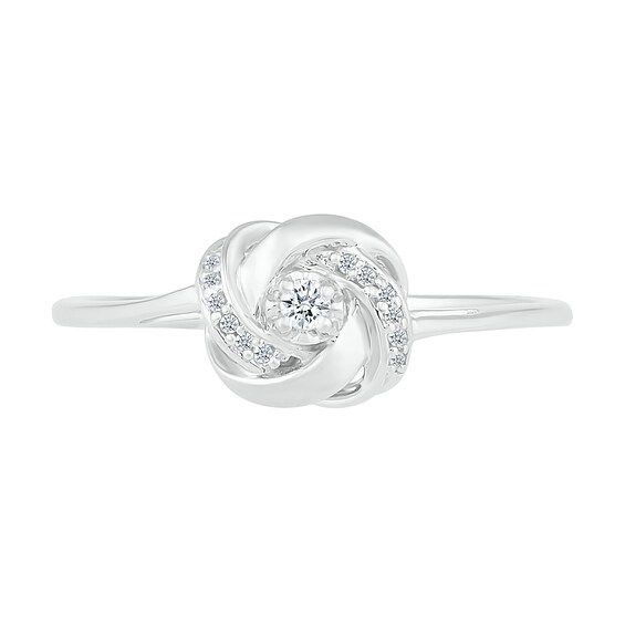 1/20 CT. T.w. Diamond Love Knot Promise Ring in Sterling Silver