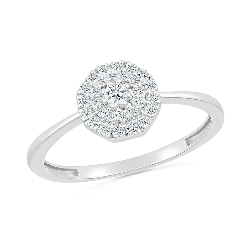 Main Image 1 of 1/4 CT. T.W. Diamond Double Frame Promise Ring in Sterling Silver