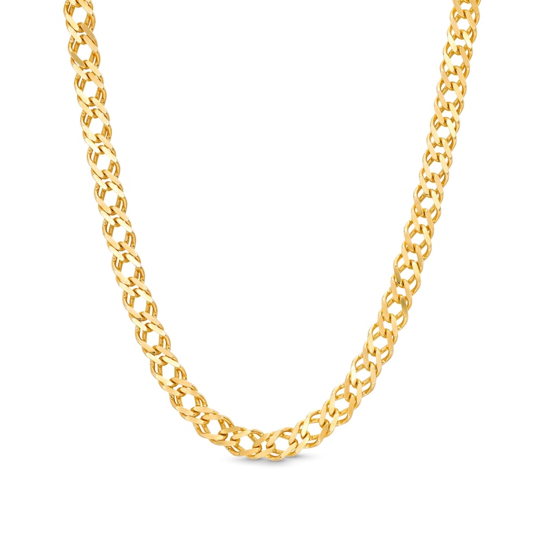 Main Image 1 of 4.7mm Multi-Finish Double Curb Chain Necklace in Hollow 10K Gold - 18"