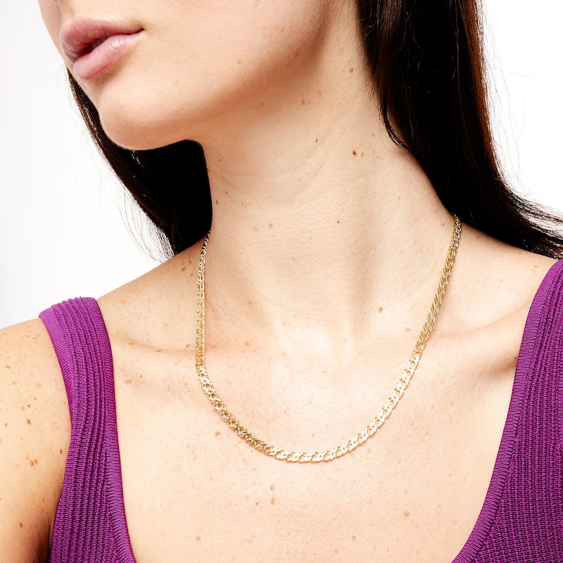 4.7mm Multi-Finish Double Curb Chain Necklace in Hollow 10K Gold - 18"