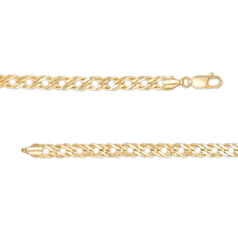 4.7mm Multi-Finish Double Curb Chain Necklace in Hollow 10K Gold - 18"