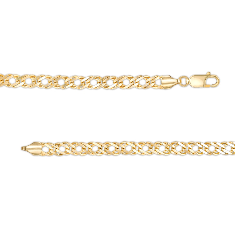Main Image 3 of 4.7mm Multi-Finish Double Curb Chain Necklace in Hollow 10K Gold - 18"