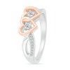 Thumbnail Image 2 of 1/8 CT. T.W. Diamond Interlocking Hearts Split Shank Promise Ring in Sterling Silver and 14K Rose Gold Plate