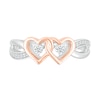 Thumbnail Image 3 of 1/8 CT. T.W. Diamond Interlocking Hearts Split Shank Promise Ring in Sterling Silver and 14K Rose Gold Plate