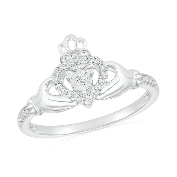 1/15 CT. T.w. Diamond Claddagh Promise Ring in Sterling Silver