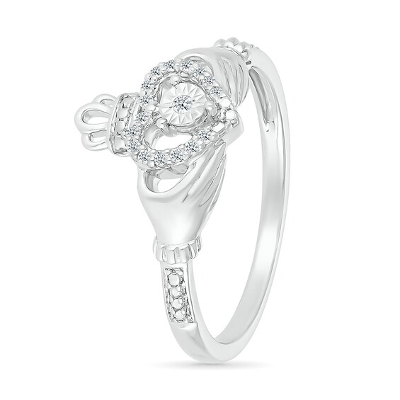 1/15 CT. T.w. Diamond Claddagh Promise Ring in Sterling Silver