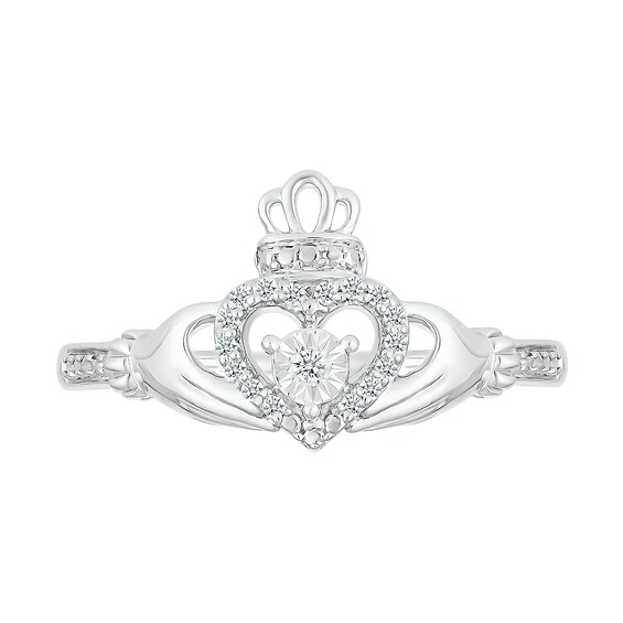 1/15 CT. T.w. Diamond Claddagh Promise Ring in Sterling Silver