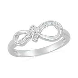 1/20 CT. T.W. Diamond Infinity Ribbon Promise Ring in Sterling Silver