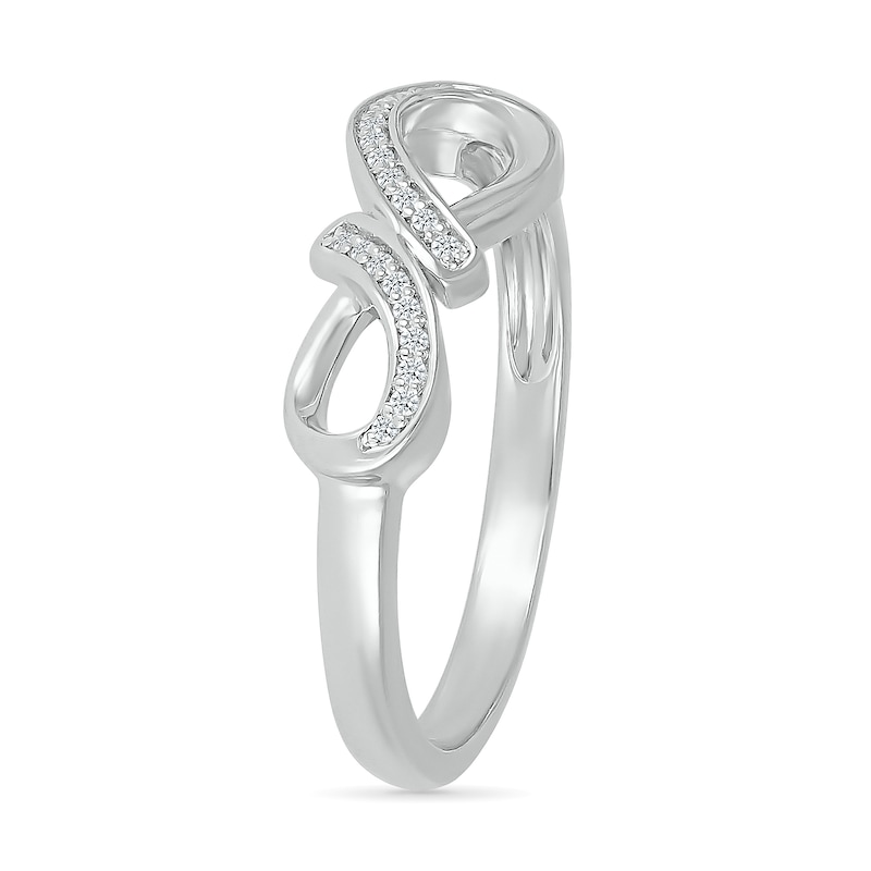 Main Image 2 of 1/20 CT. T.W. Diamond Infinity Ribbon Promise Ring in Sterling Silver
