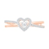 Thumbnail Image 2 of 1/8 CT. T.W. Diamond Heart Frame Criss-Cross Promise Ring in 10K Rose Gold