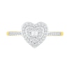 Thumbnail Image 3 of 1/4 CT. T.W. Baguette and Round Diamond Double Heart Frame Promise Ring in 10K Gold