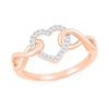 Thumbnail Image 1 of 1/10 CT. T.W. Diamond Interlocking Infinity-Sides Heart Promise Ring in 10K Rose Gold
