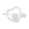 Thumbnail Image 3 of 1/20 CT. T.W. Heart-Shaped Multi-Diamond Large and Small Open Frame Tilted Heart Promise Ring in Sterling Silver