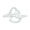 Thumbnail Image 3 of 1/20 CT. T.W. Diamond Titled Interlocking Hearts Promise Ring in Sterling Silver