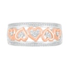 Thumbnail Image 3 of 1/6 CT. T.W. Diamond Alternating Heart Frame Promise Ring in Sterling Silver and 14K Rose Gold Plate
