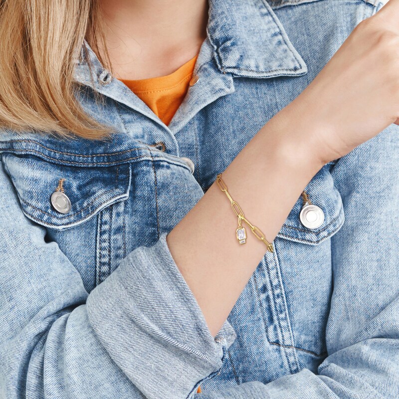 EmeraldCut and Baguette White LabCreated Sapphire Charm Paper Clip