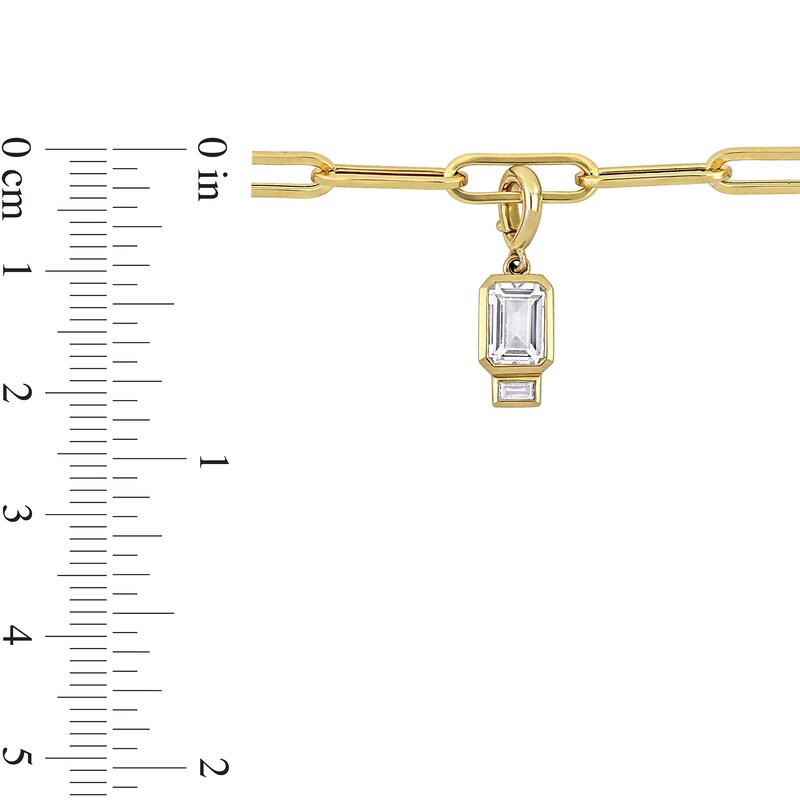 EmeraldCut and Baguette White LabCreated Sapphire Charm Paper Clip