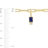 Thumbnail Image 3 of Emerald-Cut Blue Lab-Created Sapphire and White Lab-Created Sapphire Charm Paper Clip Bracelet in 14K Gold