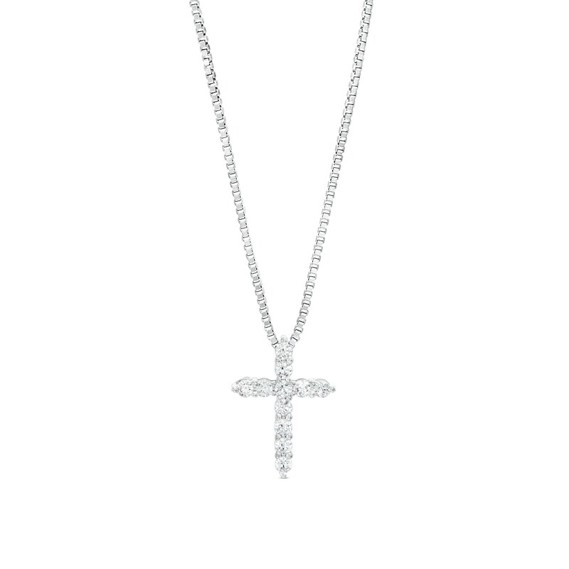 Main Image 1 of 1/4 CT. T.W. Certified Lab-Grown Diamond Cross Pendant in 14K White Gold (F/SI2)
