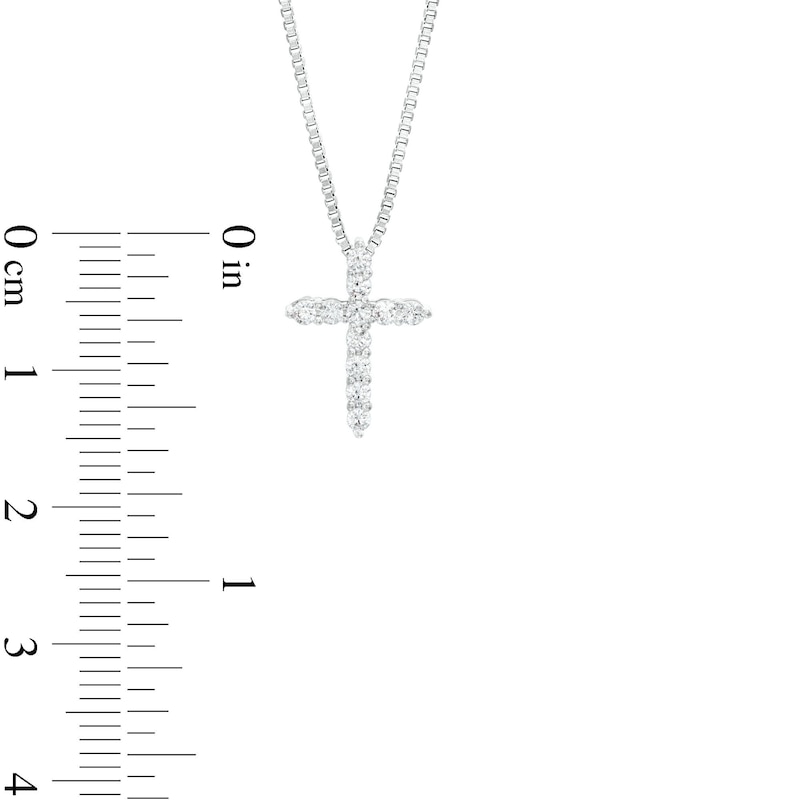 Main Image 3 of 1/4 CT. T.W. Certified Lab-Grown Diamond Cross Pendant in 14K White Gold (F/SI2)