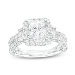 2 CT. T.W. Certified Princess-Cut Lab-Created Diamond Frame Split Shank Engagement Ring in 14K White Gold (F/VS2)
