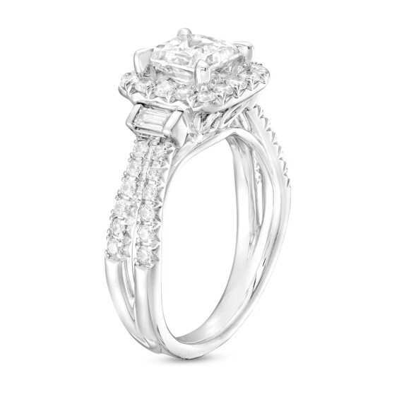2 CT. T.w. Certified Princess-Cut Lab-Grown Diamond Frame Split Shank Engagement Ring in 14K White Gold (F/Vs2)