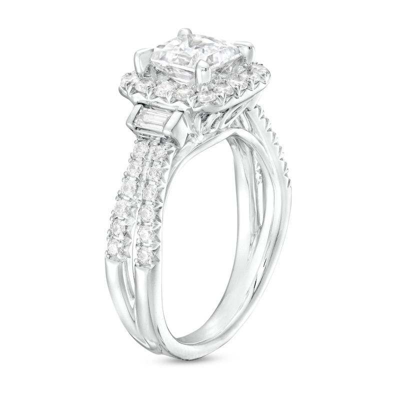 2 CT. T.W. Certified Princess-Cut Lab-Created Diamond Frame Split Shank Engagement Ring in 14K White Gold (F/VS2)