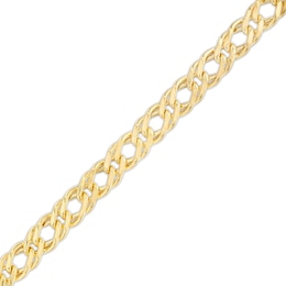 7.5mm Diamond-Cut Semi-Solid Curb Chain Bracelet in 10K Gold - 7.5&quot;