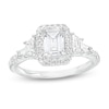 Thumbnail Image 0 of 2 CT. T.W. Certified Emerald-Cut Lab-Created Diamond Frame Engagement Ring in 14K White Gold (F/VS2)