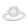 Thumbnail Image 1 of 2 CT. T.W. Certified Emerald-Cut Lab-Grown Diamond Frame Engagement Ring in 14K White Gold (F/VS2)