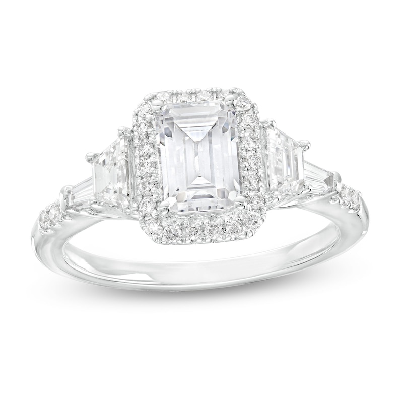 2 CT. T.W. Certified Emerald-Cut Lab-Created Diamond Frame Engagement Ring in 14K White Gold (F/VS2)