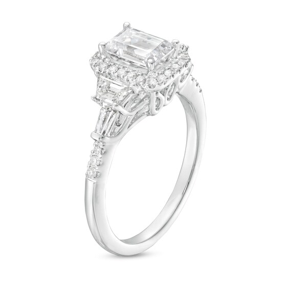 2 CT. T.w. Certified Emerald-Cut Lab-Grown Diamond Frame Engagement Ring in 14K White Gold (F/Vs2)
