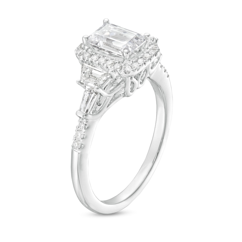 2 CT. T.W. Certified Emerald-Cut Lab-Created Diamond Frame Engagement Ring in 14K White Gold (F/VS2)