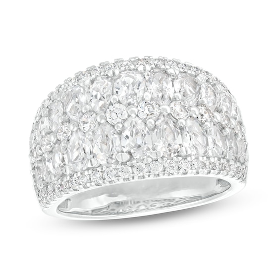 3 CT. T.w. Certified Pear-Shaped and Round Lab-Grown Diamond Multi-Row Anniversary Band in 14K White Gold (F/Vs2)