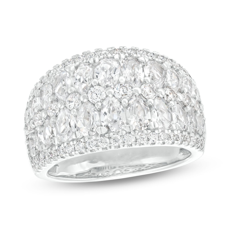 3 CT. T.W. Certified Pear-Shaped and Round Lab-Created Diamond Multi-Row Anniversary Band in 14K White Gold (F/VS2)